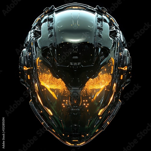 Abstract military helmet design, glowing with radiant metallic textures, dynamic energy radiating outward, futuristic and surreal, ultra-detailed and artistic