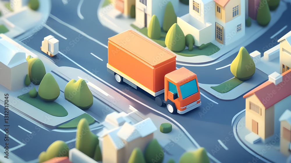 Obraz premium Delivery Route Package Flat illustration