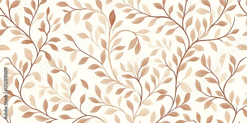 Elegant seamless pattern with delicate brown leaves and branches on white background. Perfect for textile, wallpaper, or packaging design