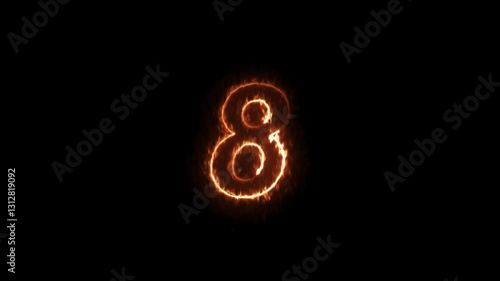 Wallpaper Mural A neon 8 text icon animation features vibrant, glowing letters that flicker and pulse with dynamic color transitions,8 text animation by cyan color neon on black background. Torontodigital.ca