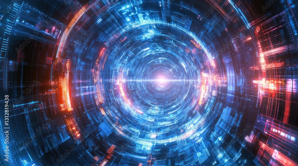 Fototapeta premium Abstract Digital Tunnel: A Journey Through Cyberspace