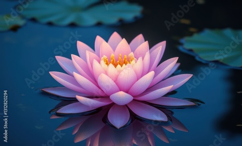 Beautiful pink lotus in water