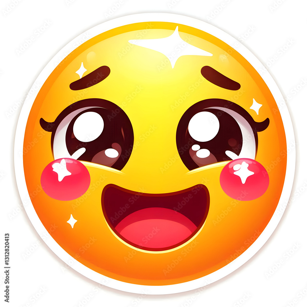 emoji happy expression smile face sticker isolated on white background emoji happy expression smile face sticker isolated on white background