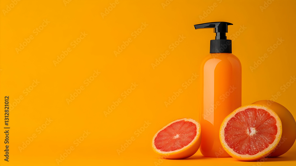 Vibrant grapefruit skincare, illuminating radiance through citrus infused beauty elixir on a sunny backdrop Vibrant grapefruit skincare, illuminating radiance through citrus infused beauty elixir on a sunny backdrop