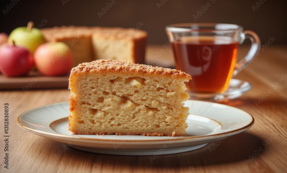 Delicious apple cake and tea Delicious apple cake and tea