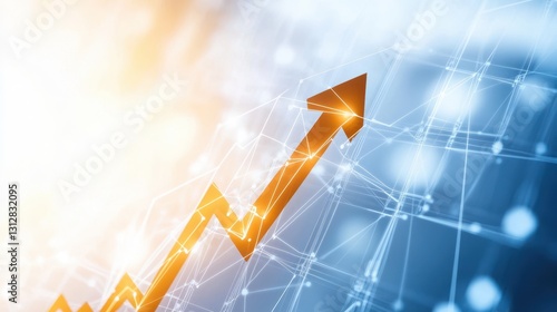 A digital graph with an arrow illustrating business development trends and growth, set against a clean background for a professional presentation.