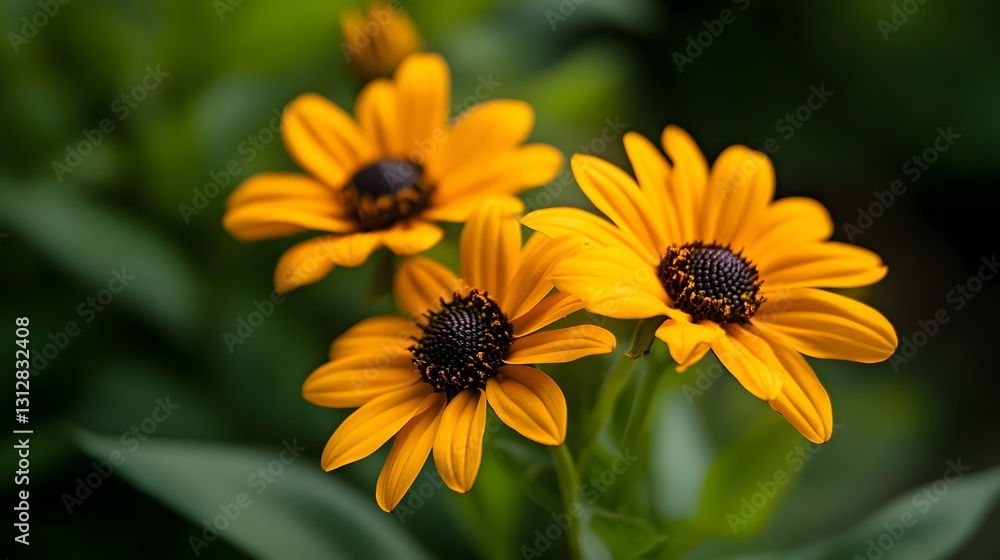Vibrant Yellow Black Eyed Susan Flowers Close Up Vibrant Yellow Black Eyed Susan Flowers Close Up
