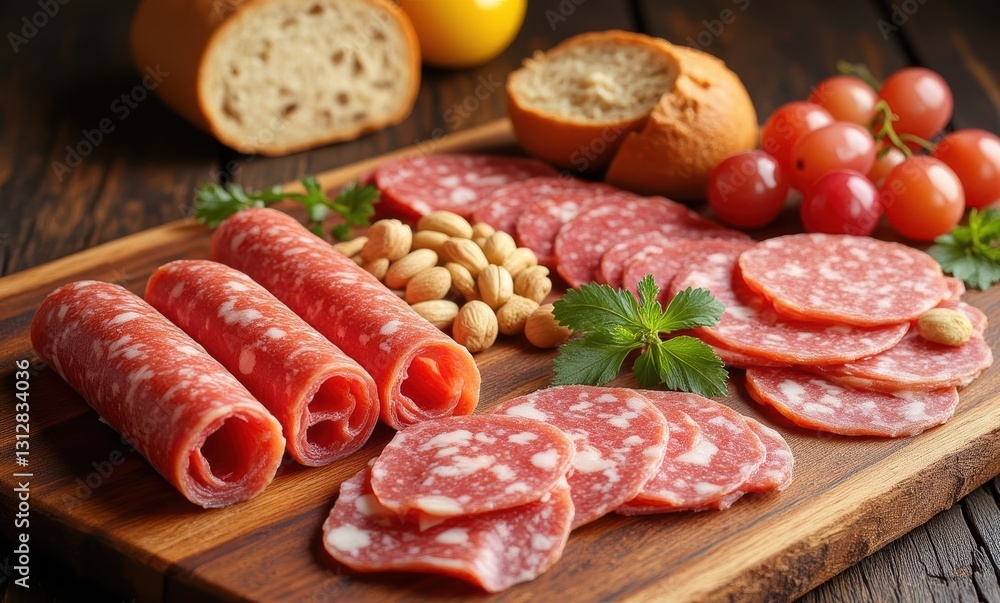 Delicious charcuterie board display Delicious charcuterie board display