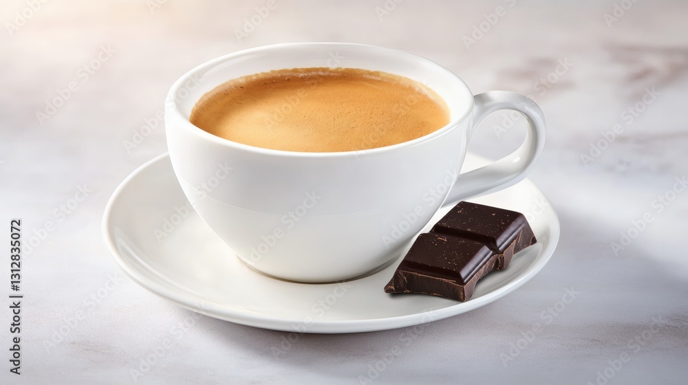 Elegant coffee and chocolate composition on marble surface for pleasant break Elegant coffee and chocolate composition on marble surface for pleasant break