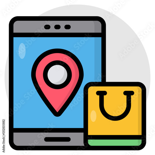 Modern design icon of mobile shopping location 