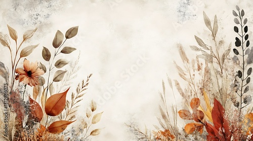 Autumnal floral arrangement with earthy tones and textured background