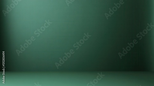 An abstract green studio background featuring a smooth gradient and ample copy space, perfect for product presentation.