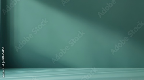 An abstract green studio background featuring a smooth gradient and ample copy space, perfect for product presentation.