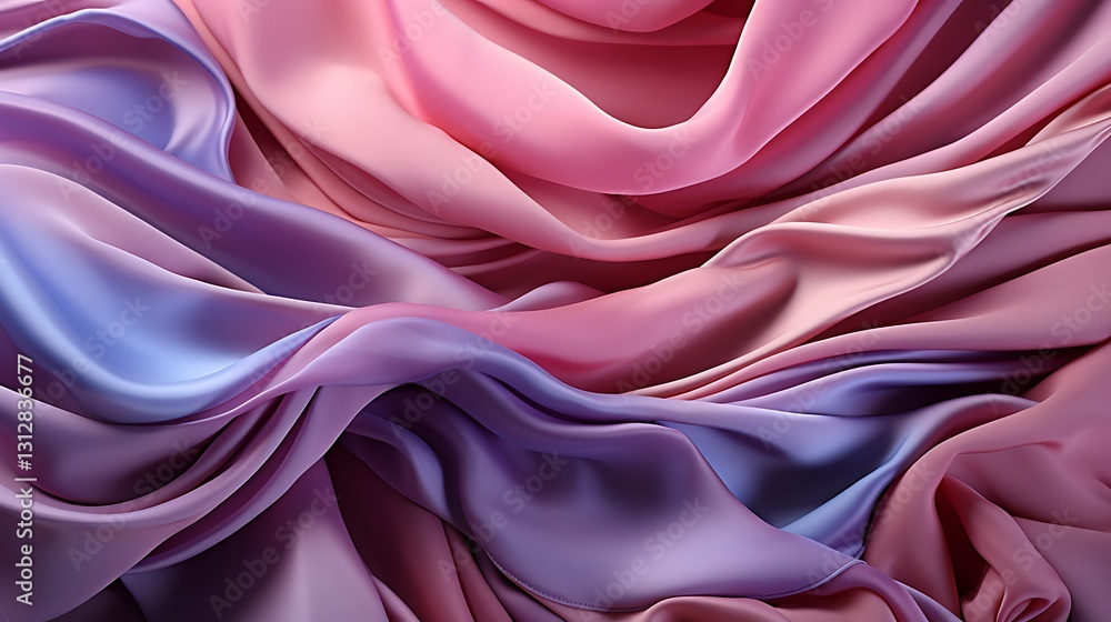 Fototapeta premium Abstract Drapery of Silky Fabrics in Pink and Purple Hues