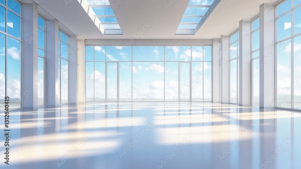 Obraz premium Modern spacious office with large windows and skylights