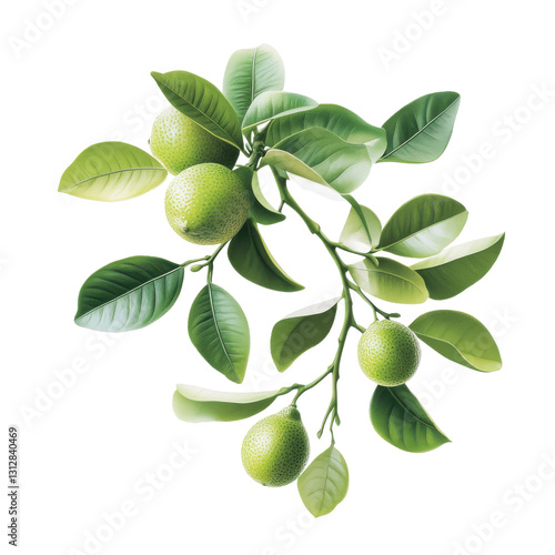 Wallpaper Mural Limes Branch with Lush Green Leaves Realistic Botanical Illustration for Design Torontodigital.ca