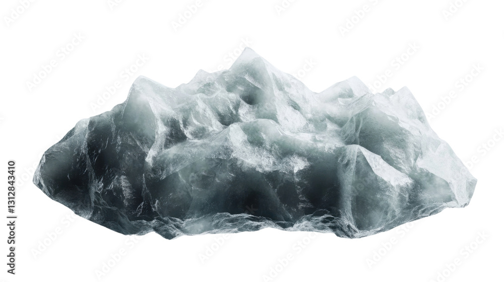 Piece of iceberg floating with transparent background