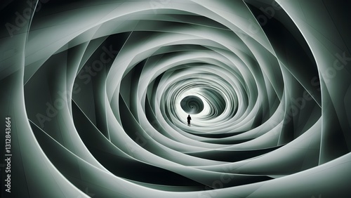 abstract swirling tunnel with metallic texture and hypnotic effect
