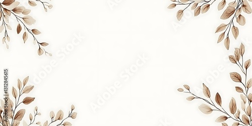 Delicate brown leaves frame a blank white space, ideal for text or images