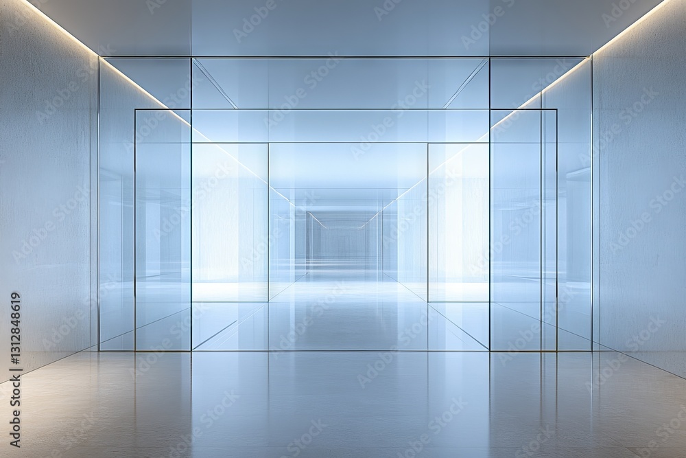 Modern minimalistic interior with expansive glass walls and soft lighting showcasing depth and clarity Modern minimalistic interior with expansive glass walls and soft lighting showcasing depth and clarity