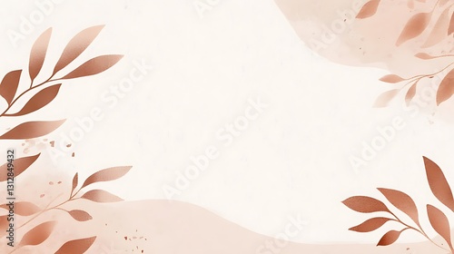 Elegant copper leaves frame a soft, blush-toned background