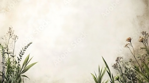 Dried wildflowers and grasses frame a soft, textured background.  Perfect for design projects