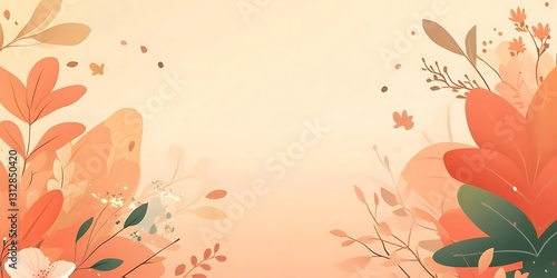 Soft peach background with stylized floral corner designs