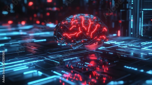 Advanced Artificial Intelligence Concept with Glowing Elements