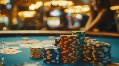Casino action poker game at night las vegas photography vibrant atmosphere close-up