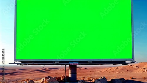 Green Screen Billboard in Desert Landscape - Customizable Advertising Space