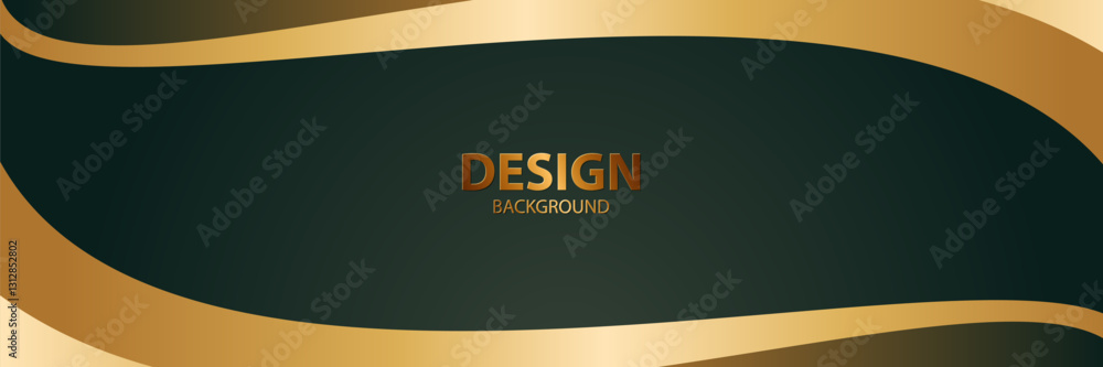 Abstract gold wave design, dark green background, elegant template Abstract gold wave design, dark green background, elegant template
