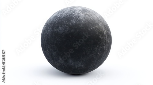 A black moon rendered in 3D, isolated on a white background, offering a striking and dramatic celestial element.