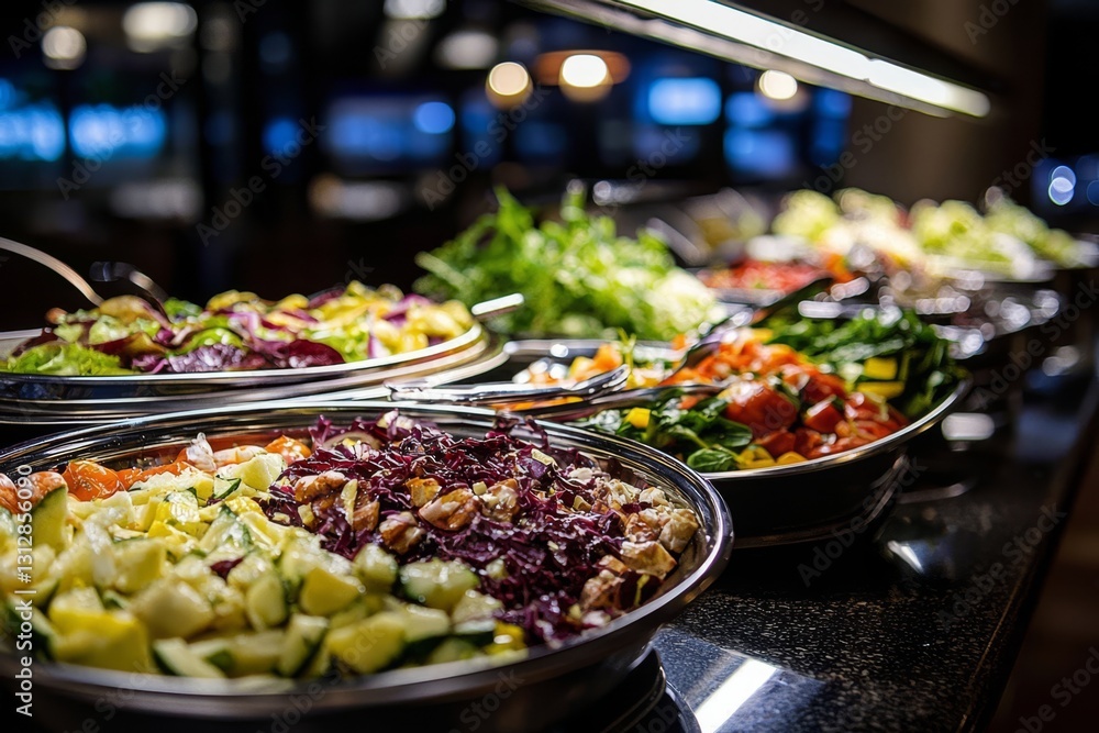 Fototapeta premium Enjoy an enticing buffet filled with nutritious salad options.