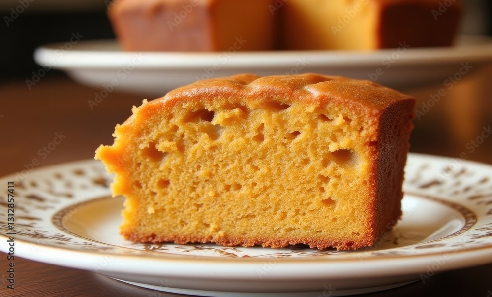 Slice of delicious golden cake Slice of delicious golden cake