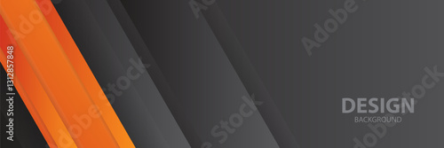 Abstract orange gray diagonal lines banner background