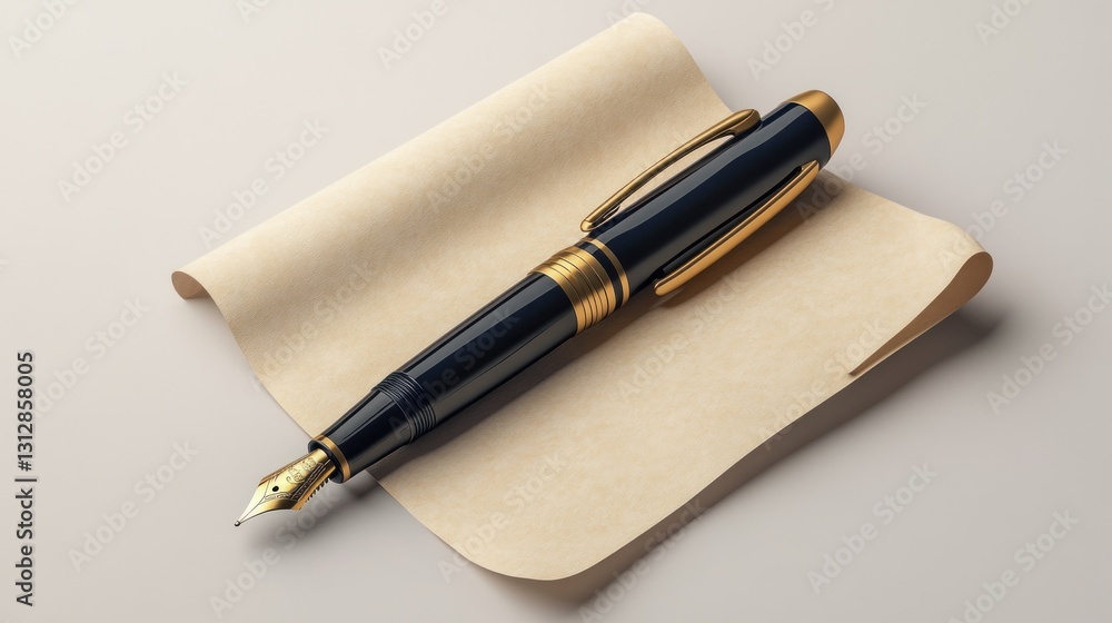 Gold-accented pen on antique parchment Gold-accented pen on antique parchment