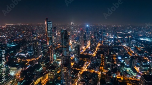 Wallpaper Mural Night Skyline with Brightly Lit Skyscrapers Across City Torontodigital.ca