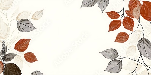 Elegant autumn leaves frame a white background