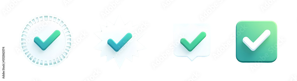 Set of checkmark icons in green and blue. Includes checkmarks in squares, circles, shields, and starburst shapes. Checkmarks symbolize approval and confirmation. Vector element set on white backgroun
Set of checkmark icons in green and blue. Includes checkmarks in squares, circles, shields, and starburst shapes. Checkmarks symbolize approval and confirmation. Vector element set on white backgroun