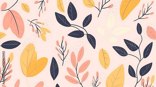 Pastel-colored leaves and branches pattern.  Perfect for autumn designs