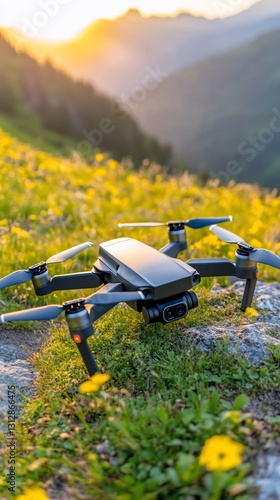 Wallpaper Mural Drone Meadow Sunset Mountain Aerial Photography Landscape Torontodigital.ca