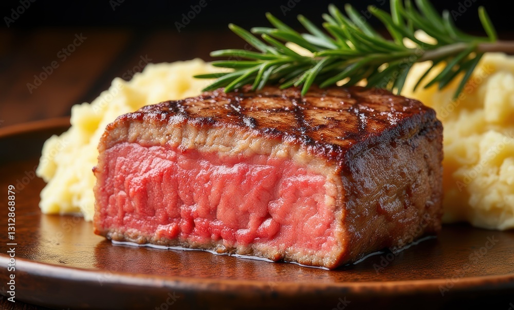 Juicy grilled steak with sides Juicy grilled steak with sides