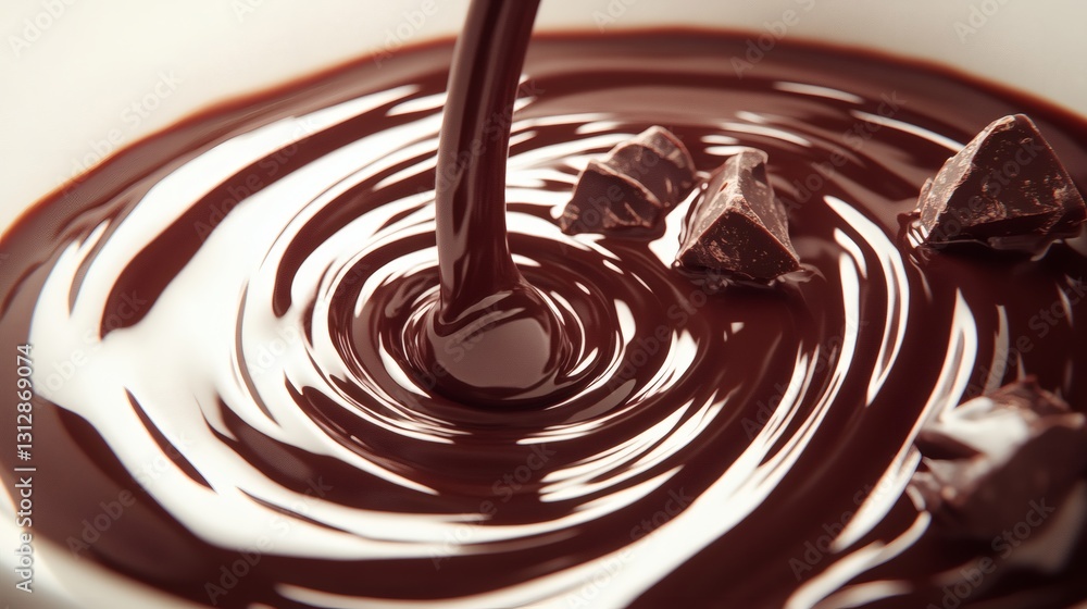 Indulge in the Decadence: A River of Molten Chocolate with Scattered Chunks Indulge in the Decadence: A River of Molten Chocolate with Scattered Chunks