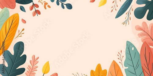 Colorful autumn leaves border on a soft peach background.  Perfect for invitations or social media