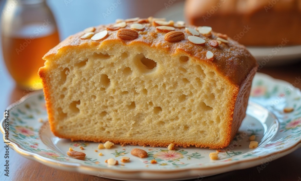 Delicious slice of almond cake Delicious slice of almond cake