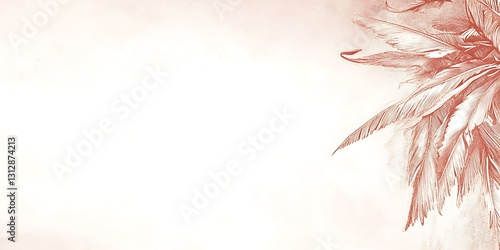 Delicate, reddish-brown sketched feathers on a light background.  Elegant, minimalist design