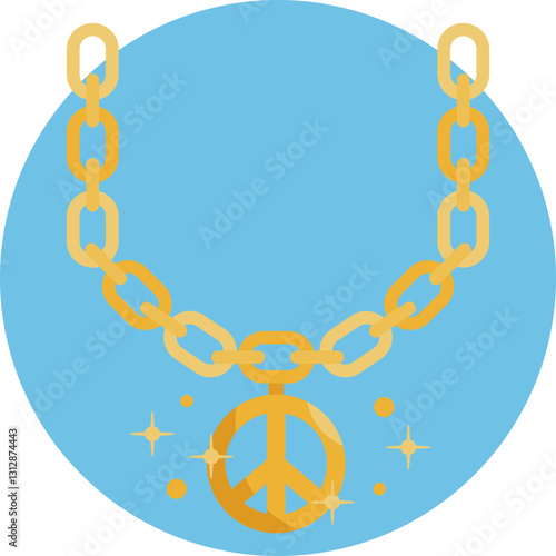 A flashy gold necklace with a large pendant, representing hip hop style and bling.