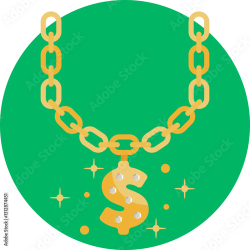 A stylish necklace, often worn to show wealth and status in the hip hop community.