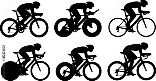 high quality race bicyclist silhouette - vector. Transparent background PNG, cutout
