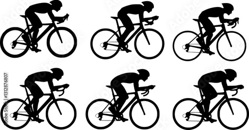 high quality race bicyclist silhouette - vector. Transparent background PNG, cutout

